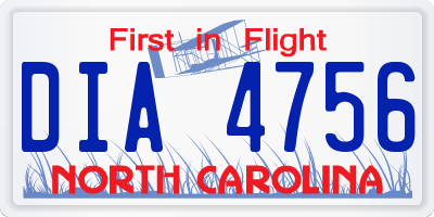 NC license plate DIA4756