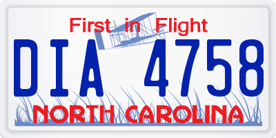 NC license plate DIA4758