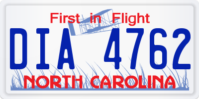 NC license plate DIA4762