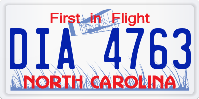 NC license plate DIA4763