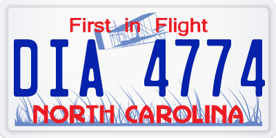 NC license plate DIA4774