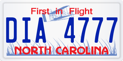 NC license plate DIA4777
