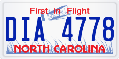 NC license plate DIA4778