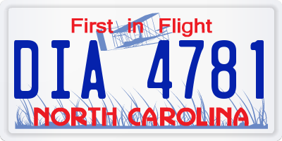 NC license plate DIA4781
