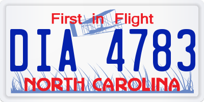 NC license plate DIA4783