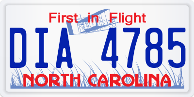 NC license plate DIA4785