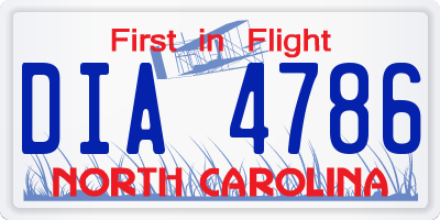 NC license plate DIA4786