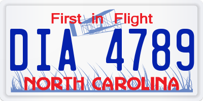NC license plate DIA4789