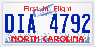 NC license plate DIA4792