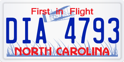 NC license plate DIA4793