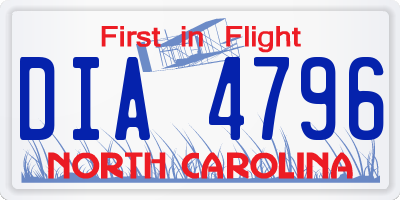 NC license plate DIA4796