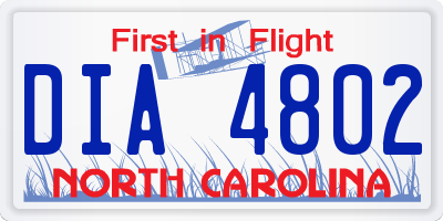 NC license plate DIA4802