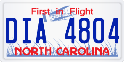NC license plate DIA4804