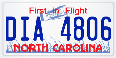 NC license plate DIA4806