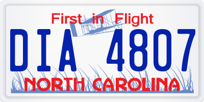 NC license plate DIA4807