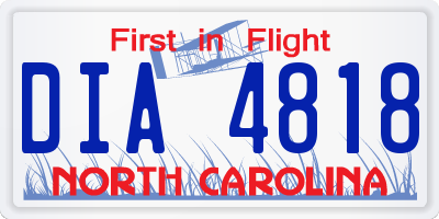 NC license plate DIA4818