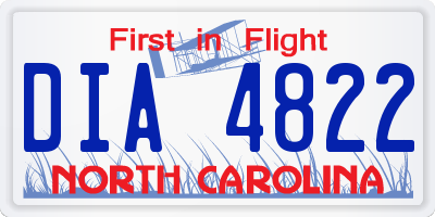 NC license plate DIA4822