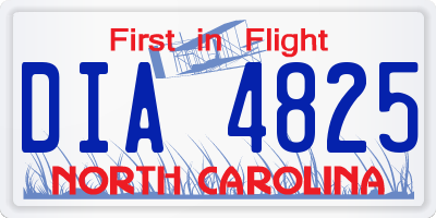 NC license plate DIA4825