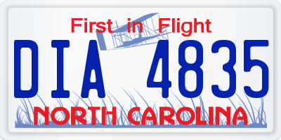 NC license plate DIA4835