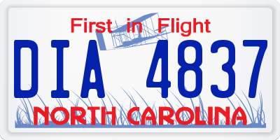NC license plate DIA4837