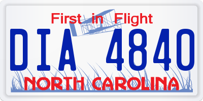 NC license plate DIA4840