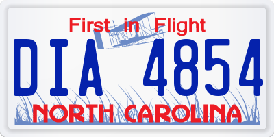 NC license plate DIA4854