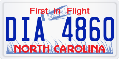 NC license plate DIA4860
