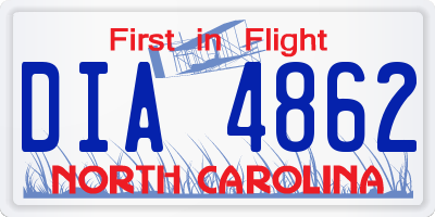 NC license plate DIA4862