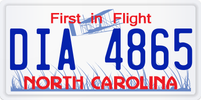 NC license plate DIA4865