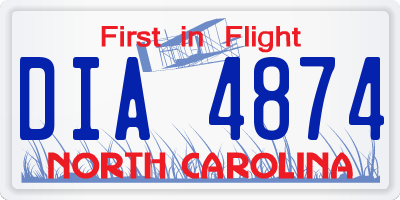 NC license plate DIA4874
