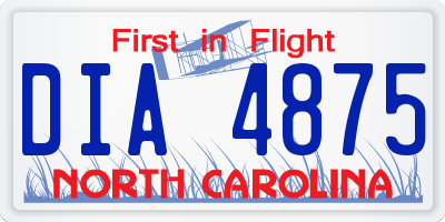 NC license plate DIA4875