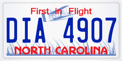 NC license plate DIA4907
