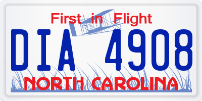 NC license plate DIA4908