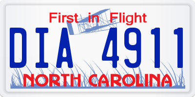 NC license plate DIA4911