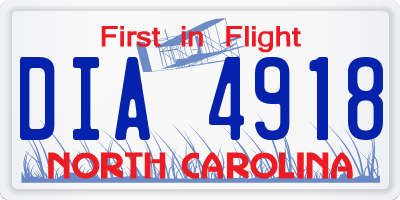 NC license plate DIA4918