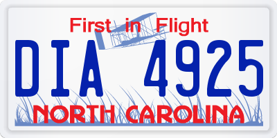 NC license plate DIA4925