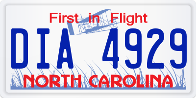 NC license plate DIA4929