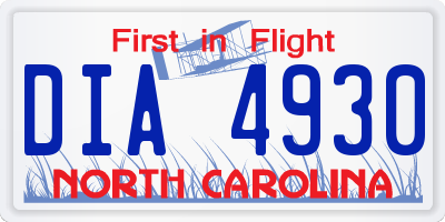 NC license plate DIA4930