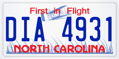 NC license plate DIA4931