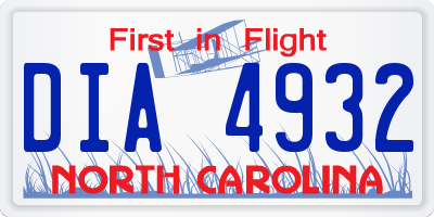 NC license plate DIA4932
