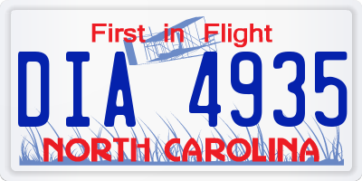 NC license plate DIA4935
