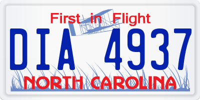 NC license plate DIA4937