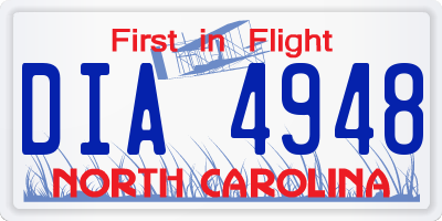 NC license plate DIA4948