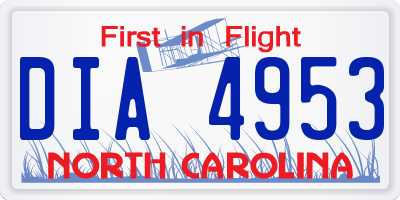 NC license plate DIA4953