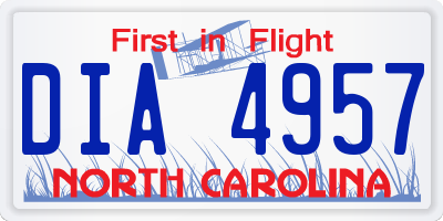 NC license plate DIA4957