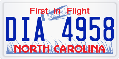 NC license plate DIA4958