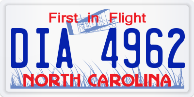 NC license plate DIA4962