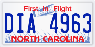 NC license plate DIA4963