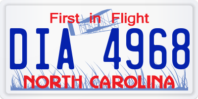 NC license plate DIA4968