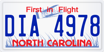 NC license plate DIA4978
